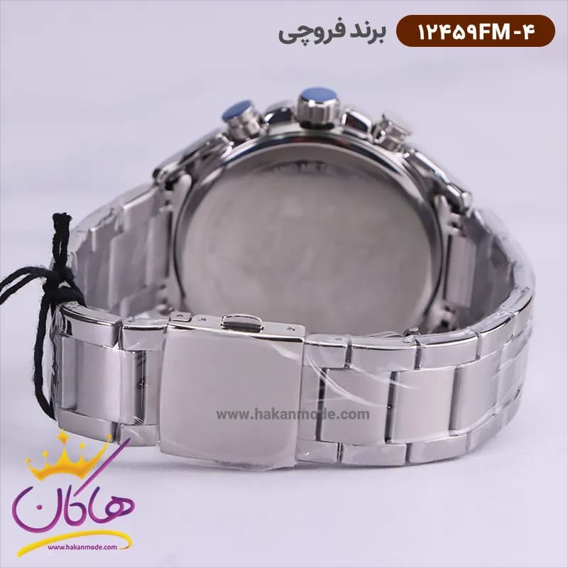 ساعت فروچی مردانه فلزی نقره ای صفحه مشکی 12459fm/4 — تصویر ۳