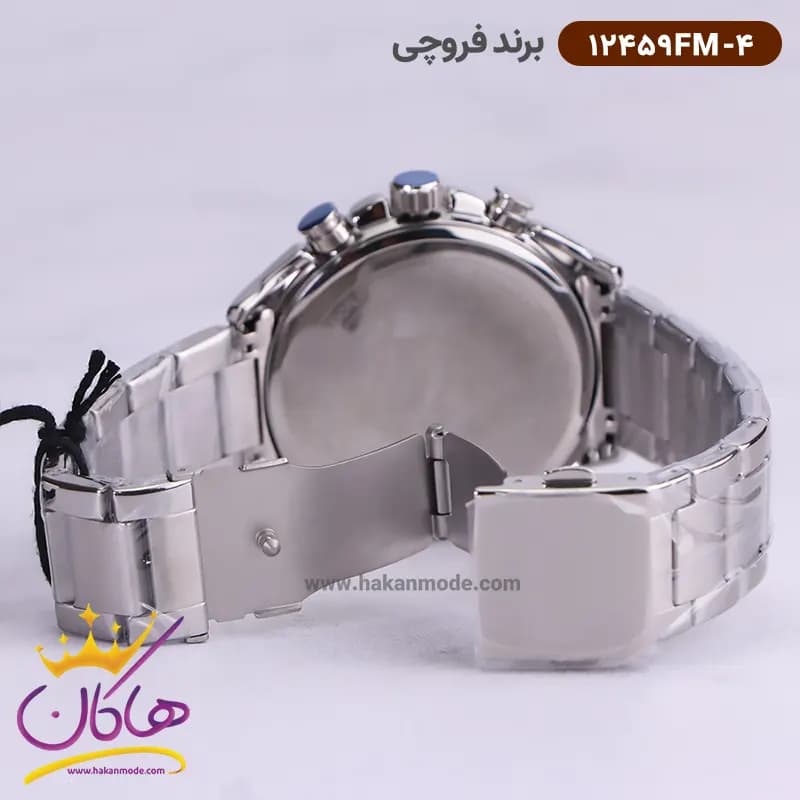 ساعت فروچی مردانه فلزی نقره ای صفحه مشکی 12459fm/4 — تصویر ۴