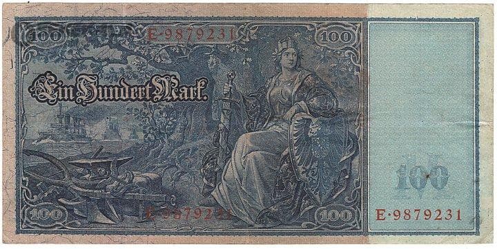 اسکناس 100 مارک آلمان (امپراتوری) 1910 (VF) — تصویر ۲