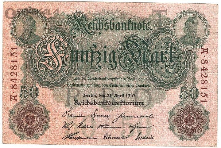 اسکناس 50 مارک آلمان (امپراتوری) 1910 (VF)
