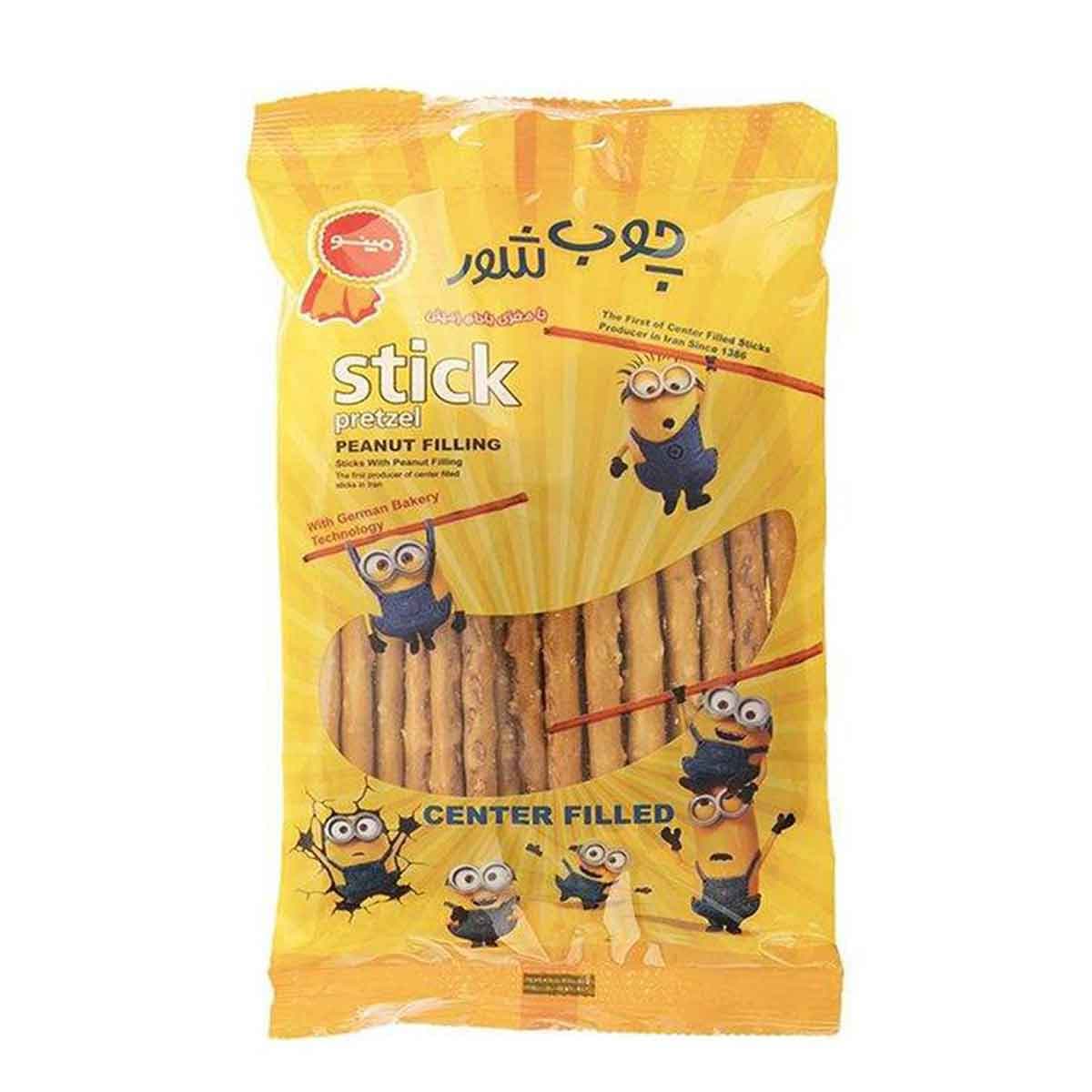چوب شور با مغزی بادام زمینی پریتزل مینو 50 گرم