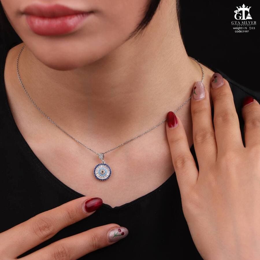 مدال نقره زنانه چشم نظر میکرو کد 21957 — تصویر ۲