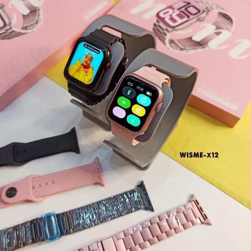 ساعت هوشمند زنانه ویسمی مدل wisme-x12mini با ۵ بند فلزی و سیلیکون — تصویر ۳