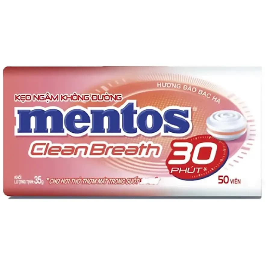 قرص خوشبو کننده دهان رژیمی منتوس با طعم هلو 35 گرمی Mentos Clean Breath Peach Sugar Free