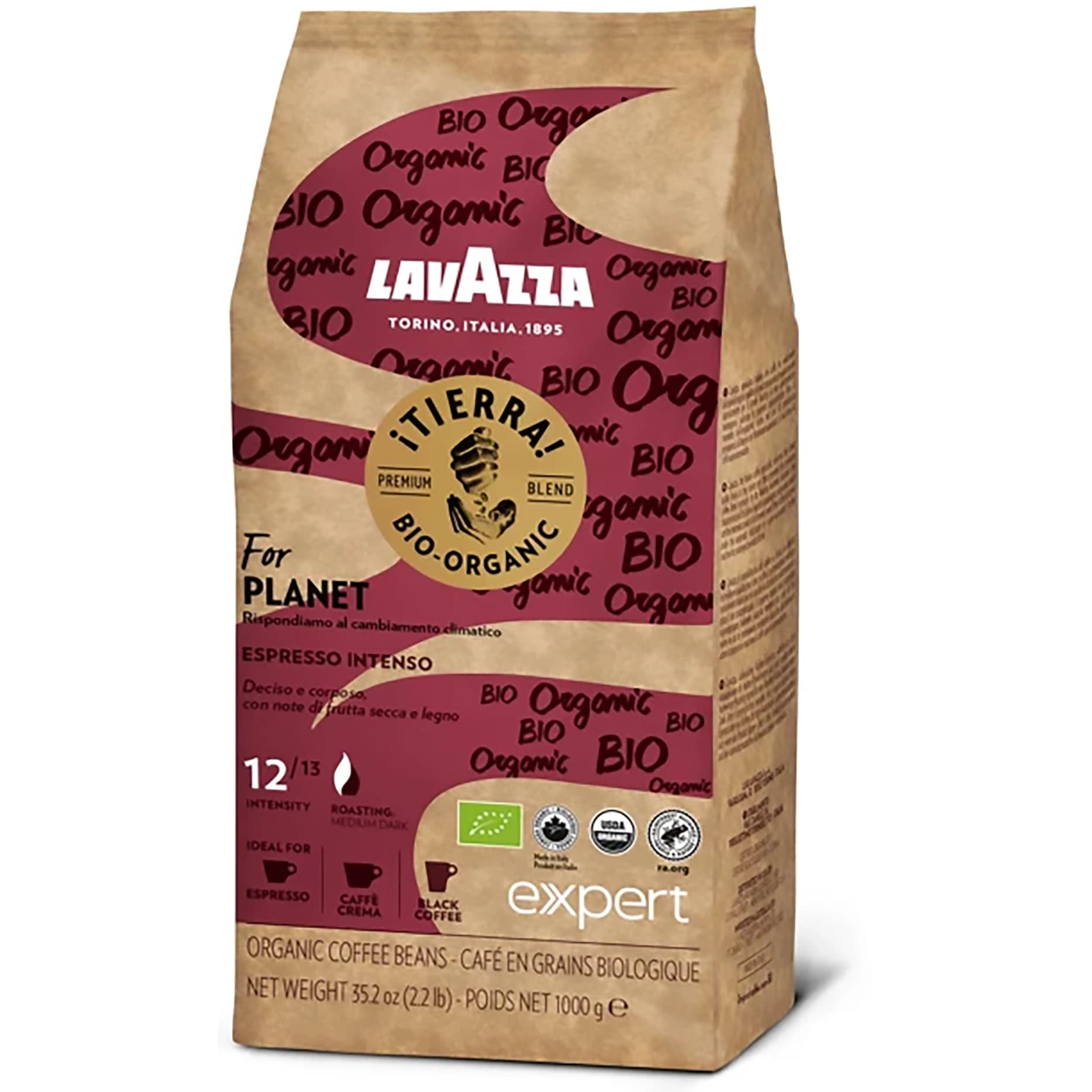دانه قهوه لاوازا تیرو بایو ارگانیک 100% عربیکا 1 کیلویی Lavazza Tierra Bio-Organic Espresso Intenso Coffee beans