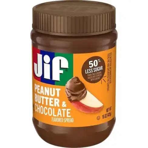 کره بادام زمینی و شکلات جیف 425 گرمی Jif Peanut Butter & Chocolate Flavored Spread