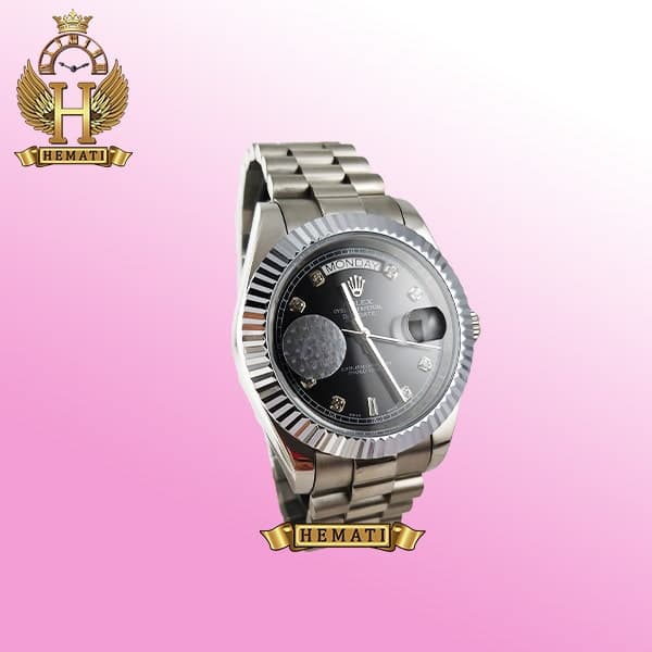 ساعت مردانه رولکس دی دیت اتوماتیک Rolex Daydate RODDAM208 صفحه مشکی