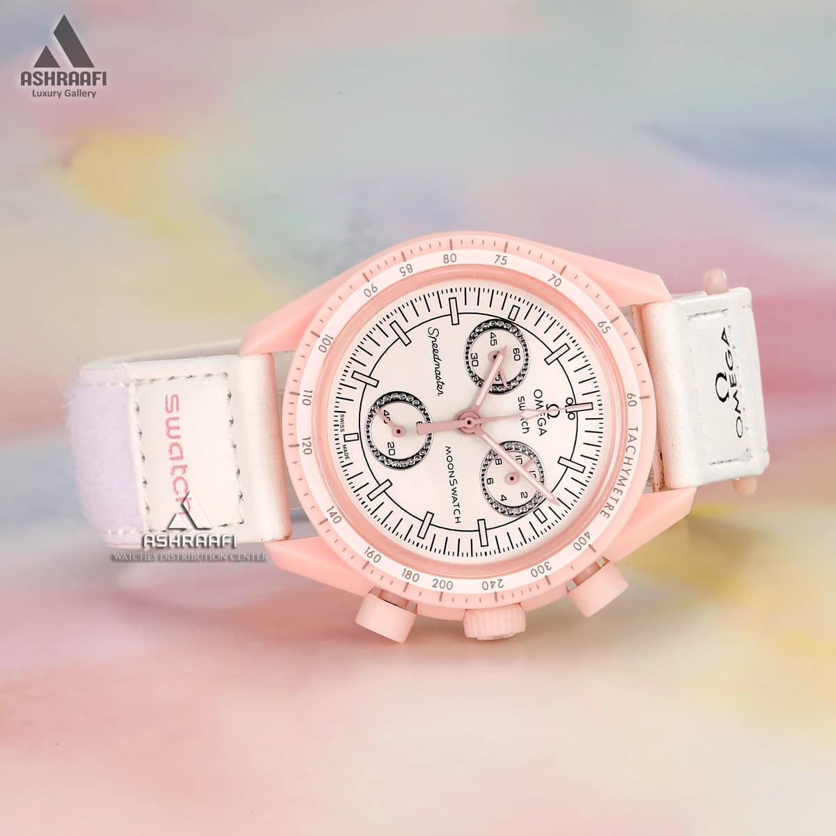 ساعت امگا سواچ صورتی Omega x Swatch Speedmaster VEN-S — تصویر ۳