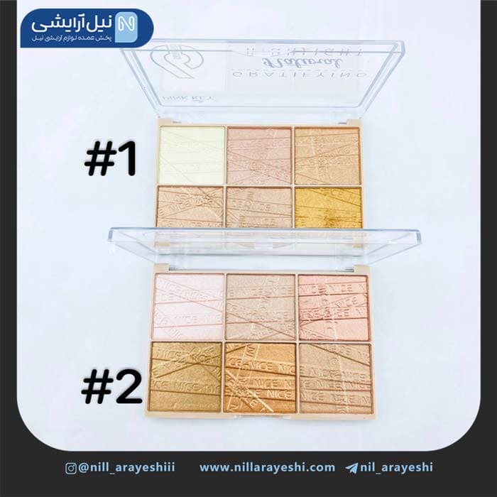 پالت هایلایتر شش رنگ پینک کی کد pk7668 — تصویر ۲
