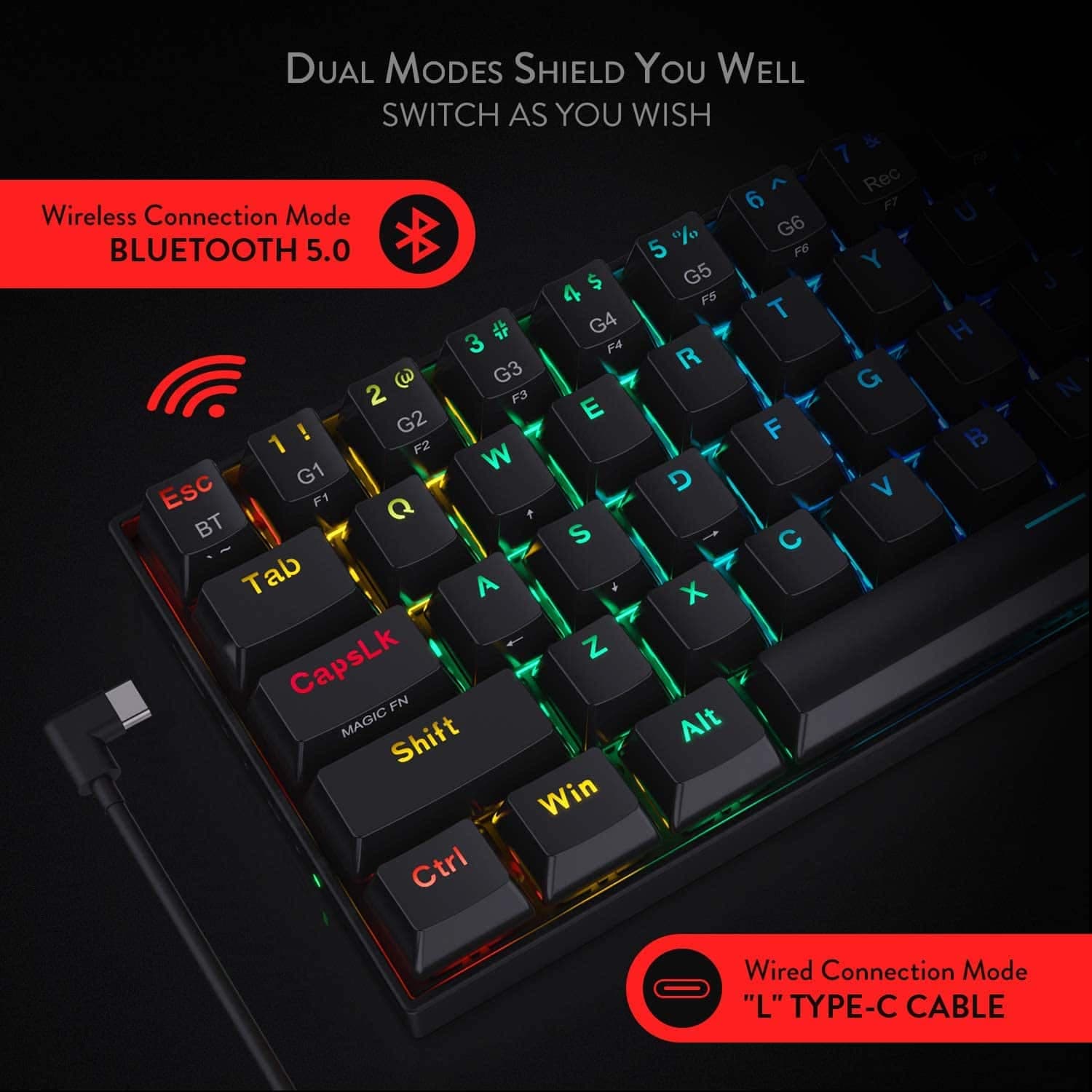 کیبورد بی سیم مکانیکال Redragon K530 Draconic Pro — تصویر ۳