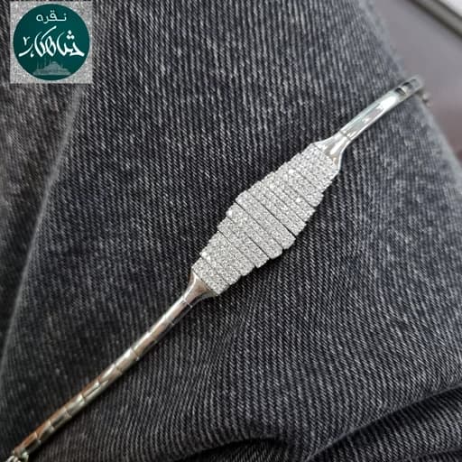 دستبند نقره زنانه شاهکار تنیسی عیار 925 و آبکاری طلاسفید بسیار زیبا و خاص