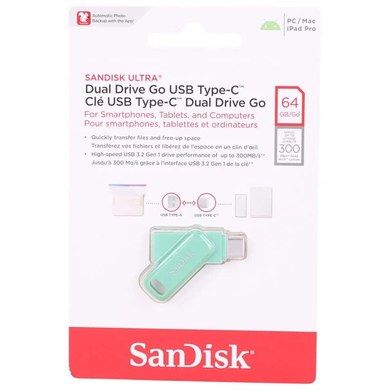فلش 64 گیگ سن دیسک SanDisk Ultra Dual Drive Go OTG Type-C USB3.2 — تصویر ۵