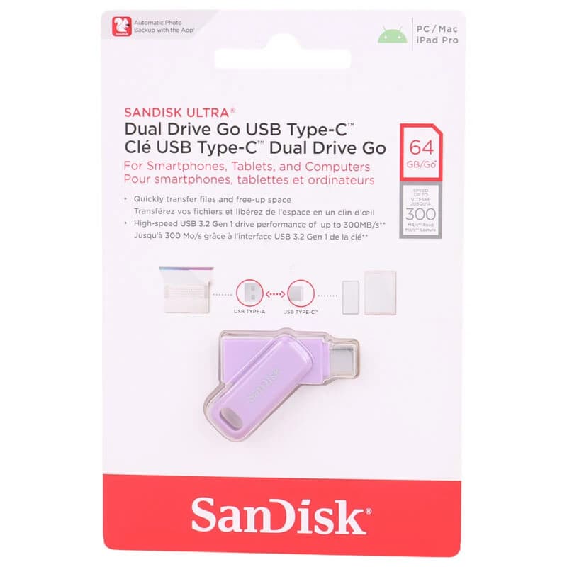 فلش 64 گیگ سن دیسک SanDisk Ultra Dual Drive Go OTG Type-C USB3.2 — تصویر ۴