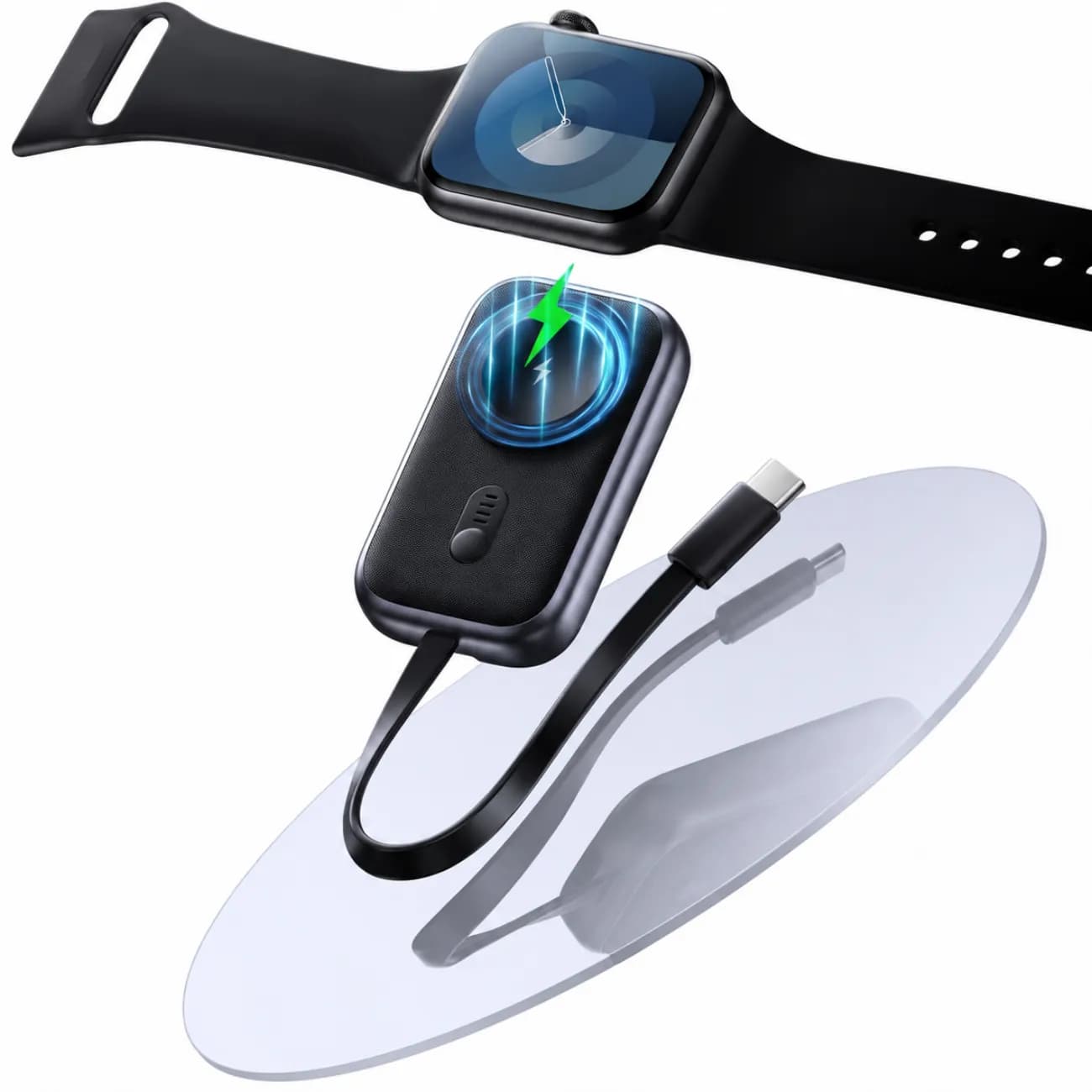 شارژر بی سیم اپل واچ یوسامز USAMS مدل CD245 ظرفیت 1200 میلی آمپر — تصویر ۲