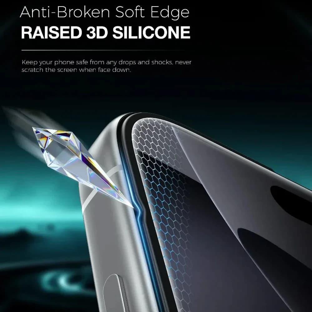 گلس 3D Silicone Plus شفاف iPhone 17 برند Green Lion — تصویر ۸