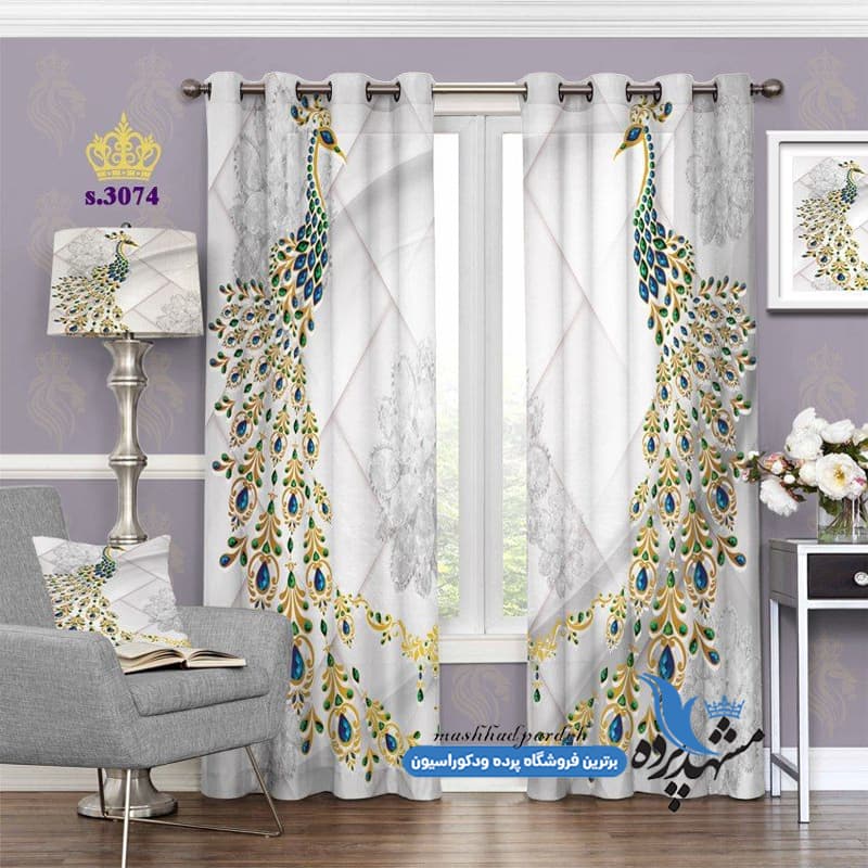 پرده پانچ فانتزی طرح طاووس کد S3074