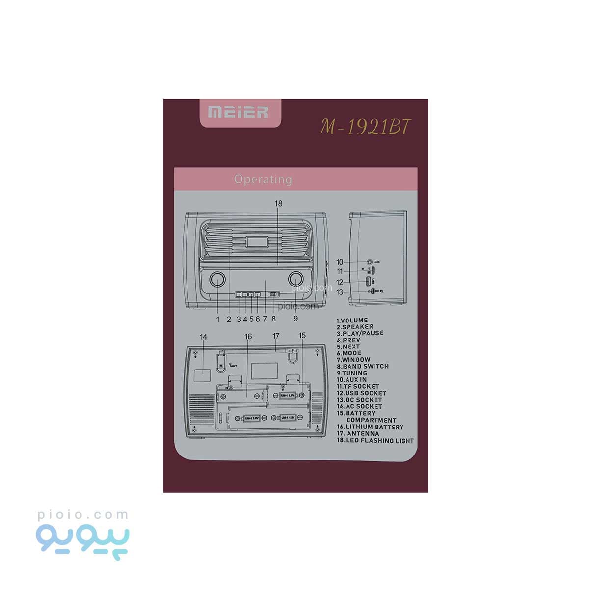 اسپیکر طرح رادیو کلاسیک آیتم M-1921BT — تصویر ۵