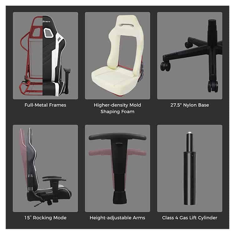 صندلی گیمینگ DXRacer مدل Prince Series OH/D6000/NW – مشکی/سفید — تصویر ۷