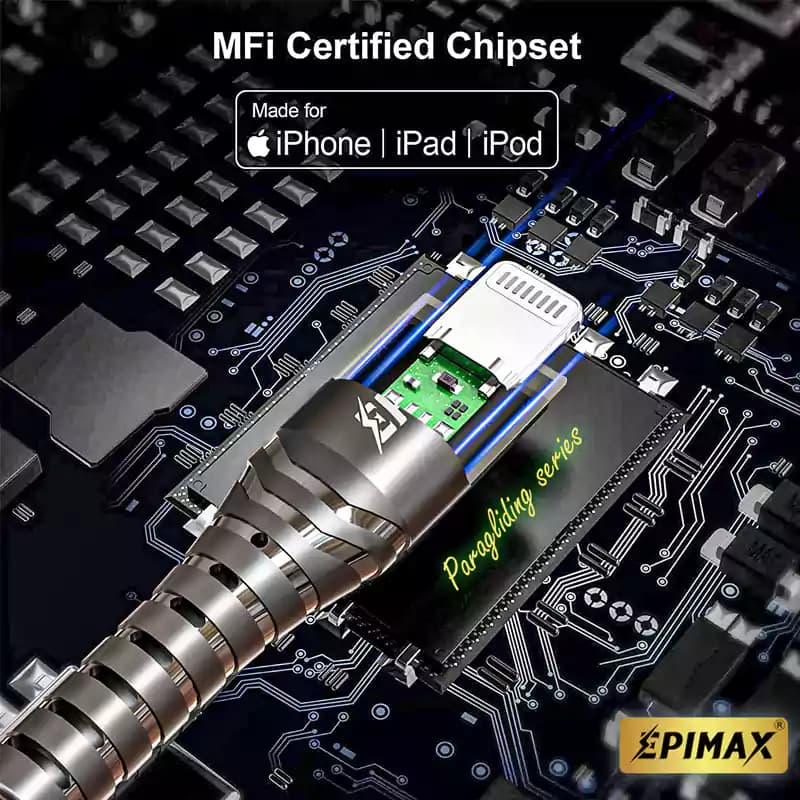 کابل شارژ آیفون پاراگلایدر Epimax EC-12 1.2M — تصویر ۵