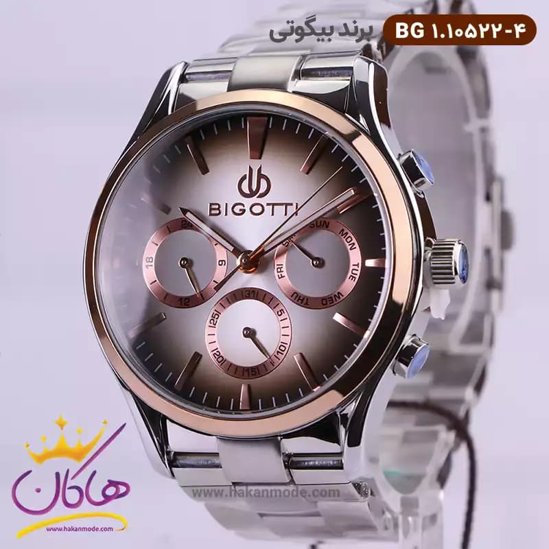 ساعت مچی بیگوتی مردانه فلزی صفحه رزگلد کد BG.1.10522-4 — تصویر ۲