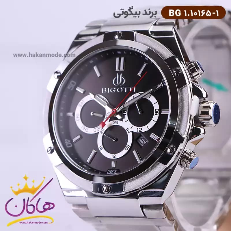 ساعت مچی بیگوتی مردانه فلزی نقره ای سه موتوره کد BG.1.10165-1 — تصویر ۲