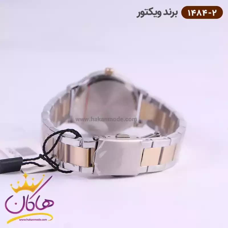 ساعت ویکتور زنانه فلزی نقره ای طلایی صفحه گرد 1484/2 — تصویر ۳