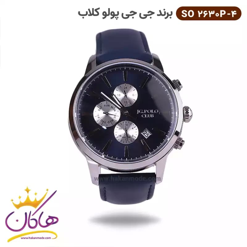 ساعت مچی جی جی پولو مردانه بند چرمی سرمه ای 2630/4