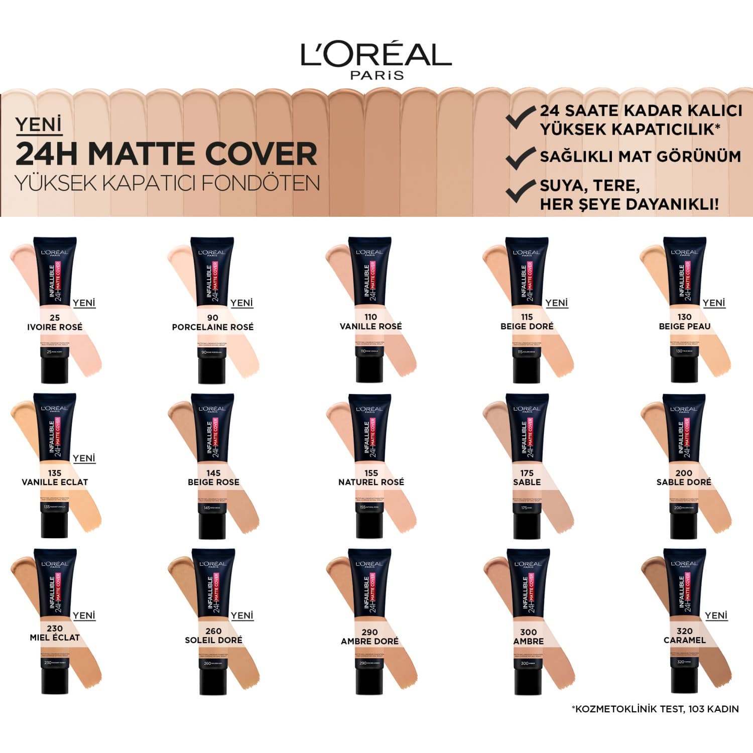 کرم پودر اینفالیبل های کاورمات با ماندگاری 24 ساعته Infaillible 24H Matte Cover 25 Rose Ivory لورال پاریس — تصویر ۴