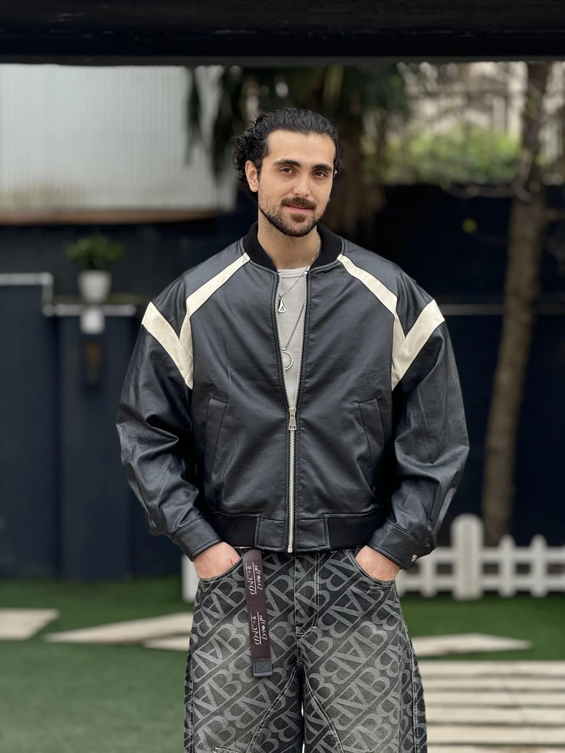 چرم خلبانی مشکی L — تصویر ۲