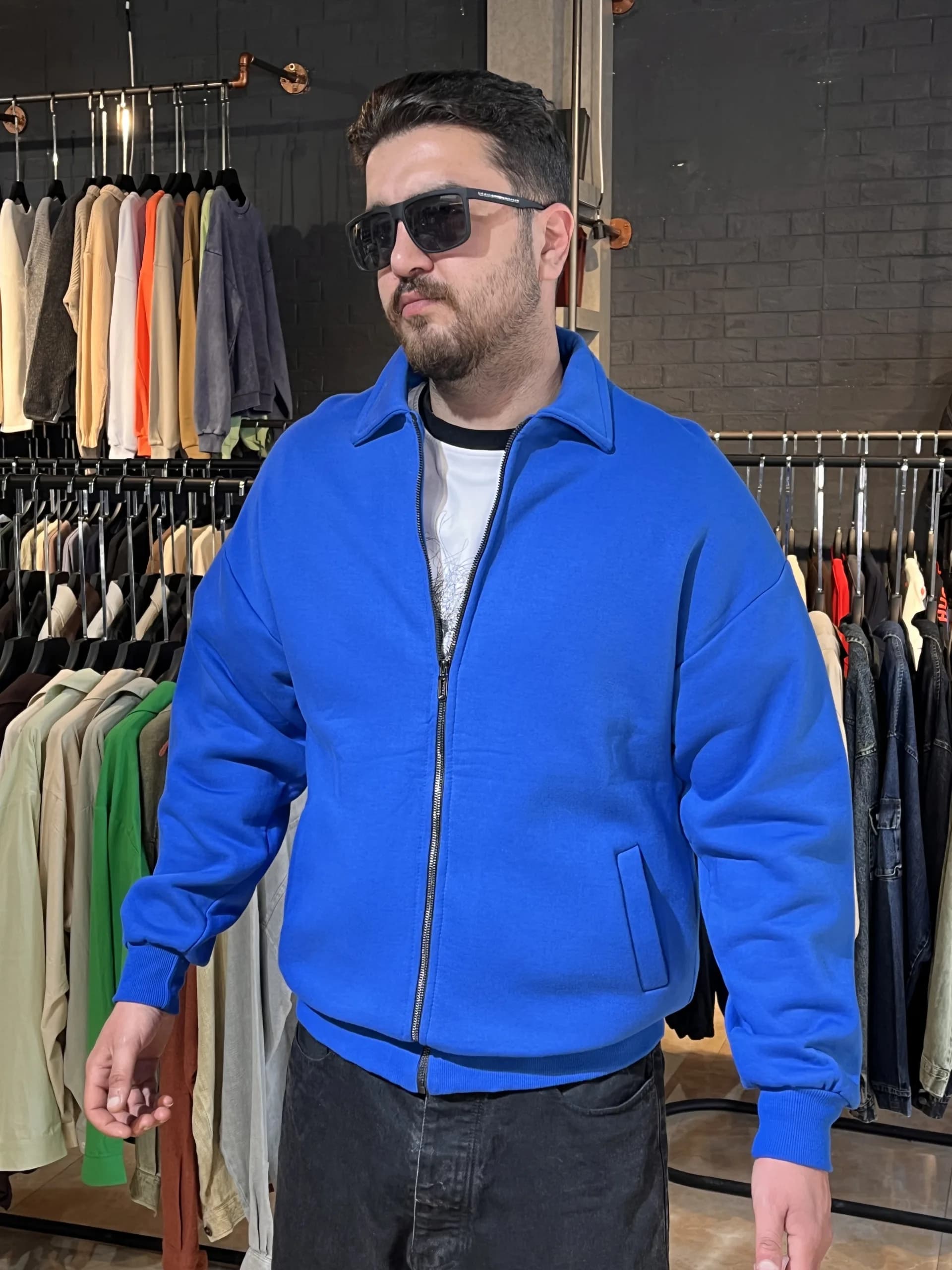 سویی یقه دار ZARA آبی XL — تصویر ۲