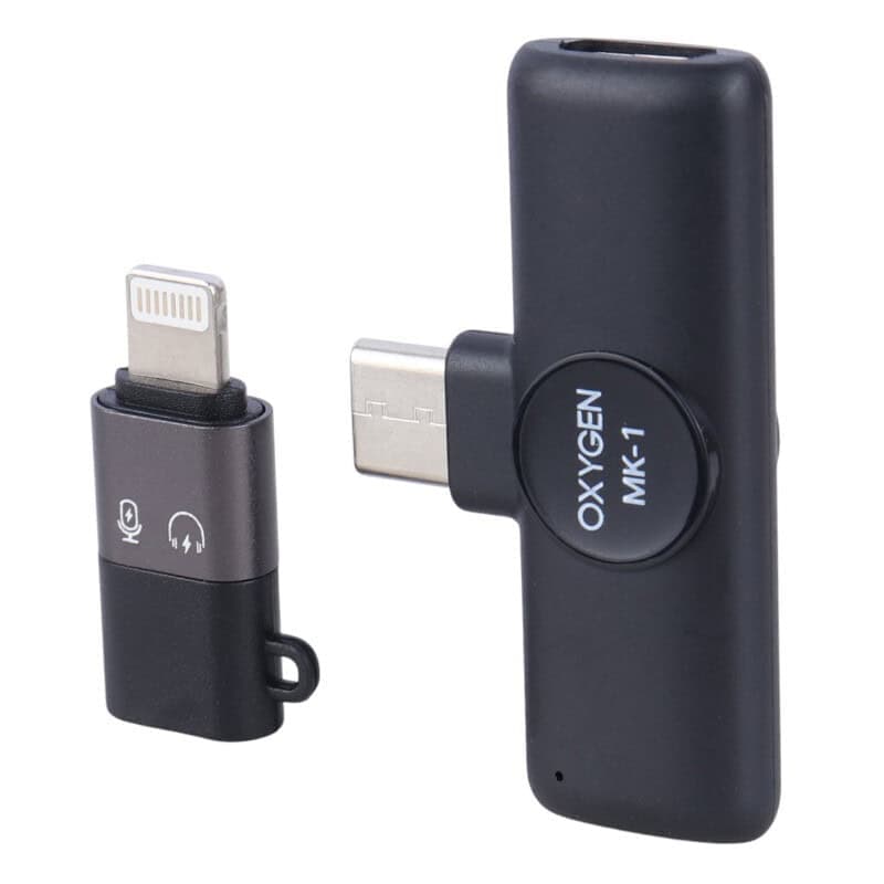 میکروفون یقه ای بی سیم Oxygen MK-1 + تبدیل Type-C To Lightning — تصویر ۸