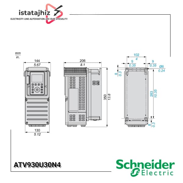درایو اینورتر اشنایدر سه فاز 3kW با مدار چاپر — تصویر ۲