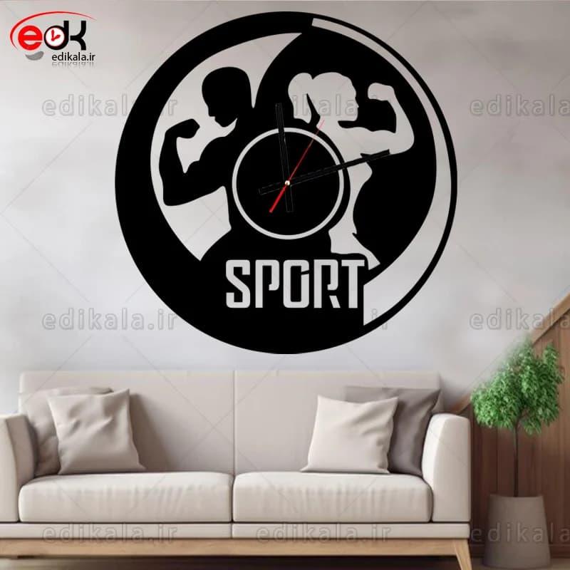 ساعت دیواری فانتزی طرح بدنسازی شماره 1 در پنج رنگ و ابعاد انتخابی+فایل کورل فیلبندشاپ مدل 836901 — تصویر ۳