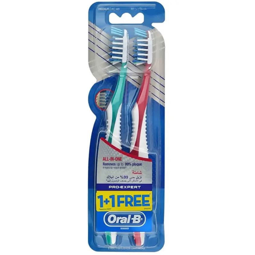 مسواک دو قلوی اورال بی پرو اکسپرت همه کاره با برس متوسط Oral-B All in One Pro Expert Toothbrush, Medium Bristle