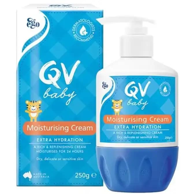 کرم مرطوبکننده قوی پوست کودک کیووی پمپی 250 گرمی QV Baby Moisturising Cream