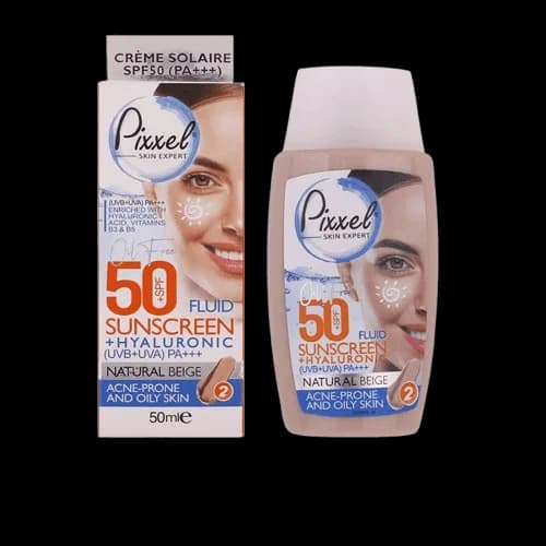 کرم ضدآفتاب فلوئیدی پیکسل بژطبیعی شماره2مناسب پوست چرب و مختلط spf50