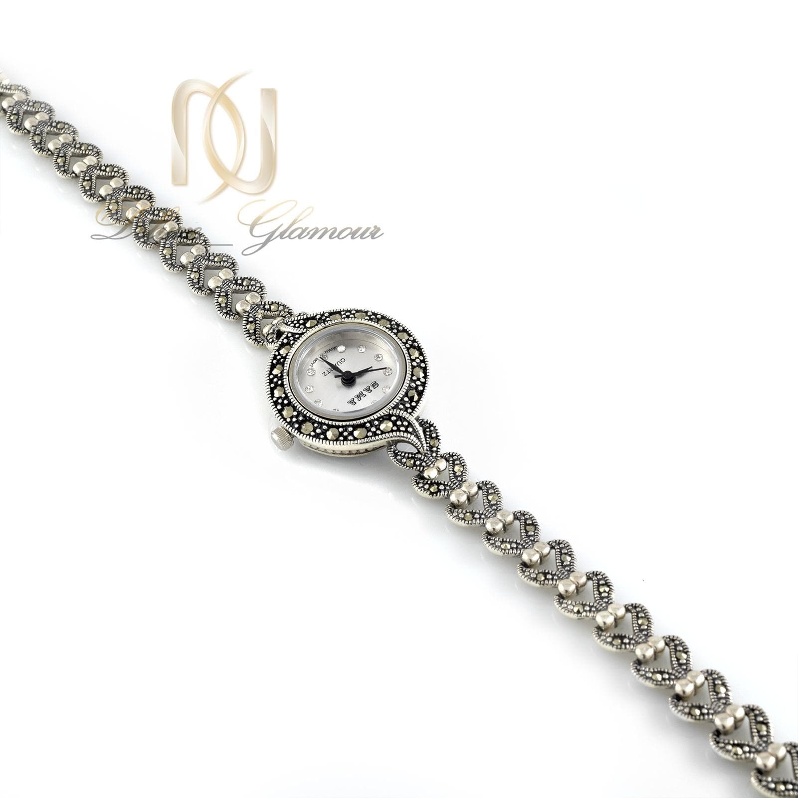 ساعت نقره زنانه ظريف سياه قلم سما wh-n113 — تصویر ۳