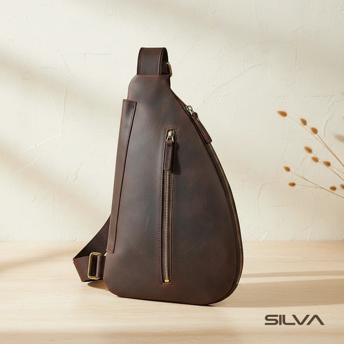 کیف کراس بادی و تکشانه چرم طبیعی مدل Crossbody Bag 26 | سیلوا چرم