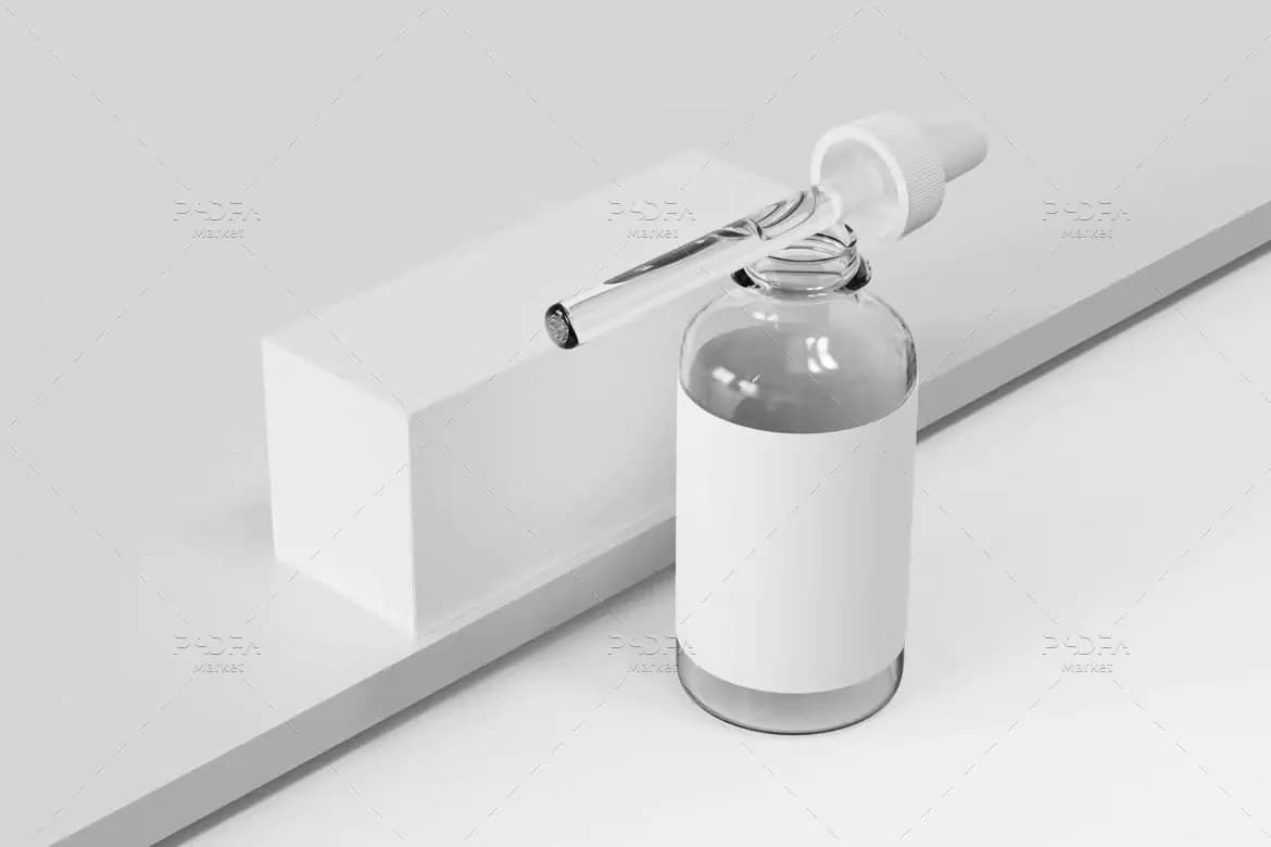 موکاپ قطره چکان آرایشی و بهداشتی با جعبه — تصویر ۲