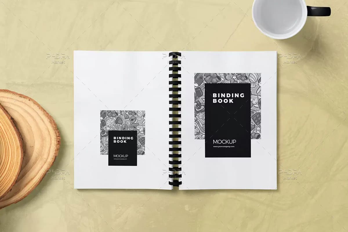 موکاپ کتاب صحافی شانه پلاستیکی A4 — تصویر ۵
