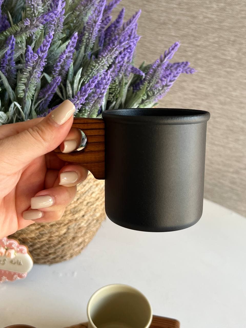 ماگ لعابی دسته چوبی لایت مدل مات- 250 سی سی — تصویر ۷