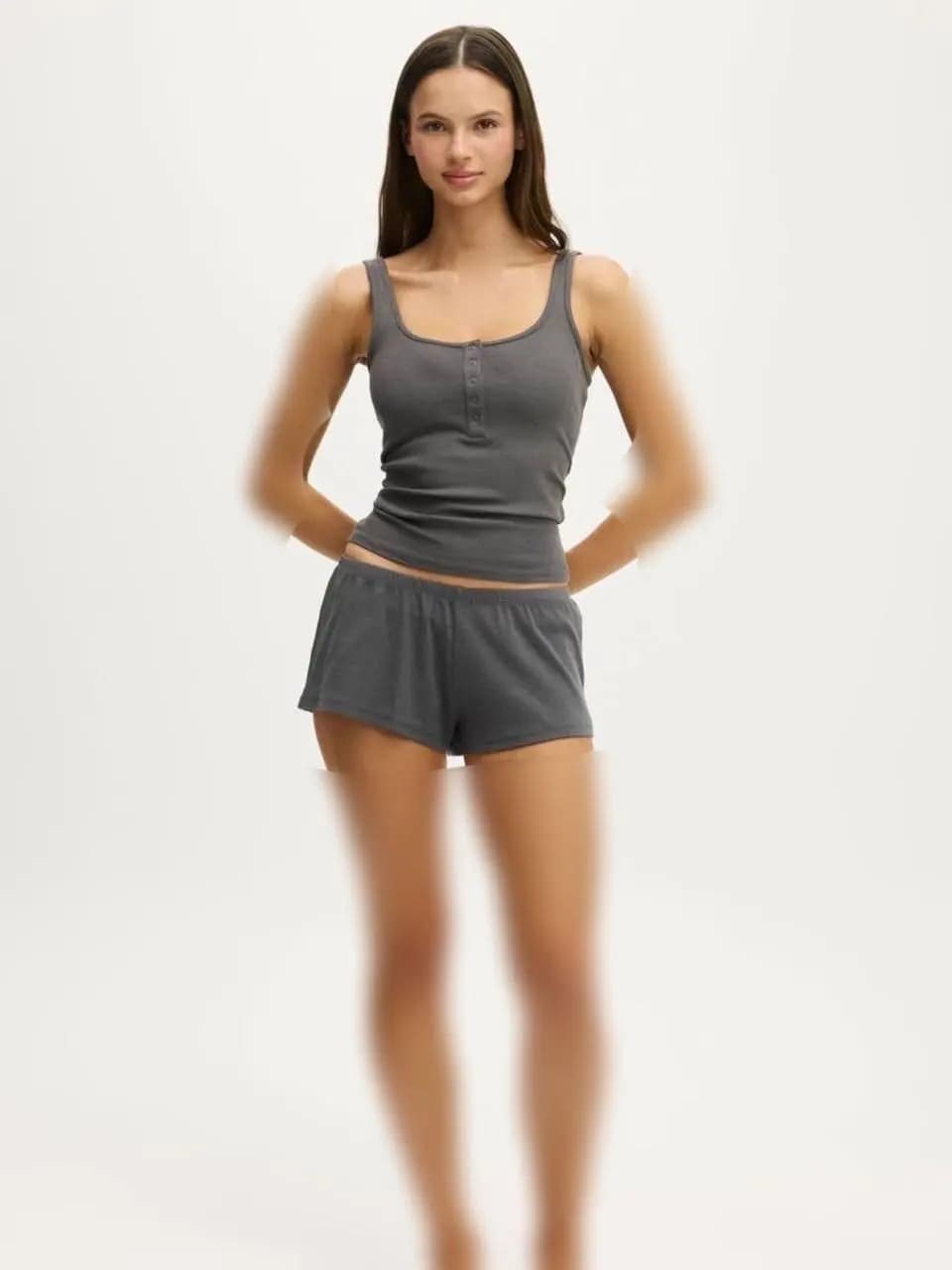 تاپ زنانه مشکی کبریتی یقه هنلی Cotton on