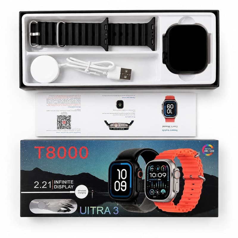 ساعت هوشمند 49 میلی متری مدل T8000 با بند سیلیکونی — تصویر ۸