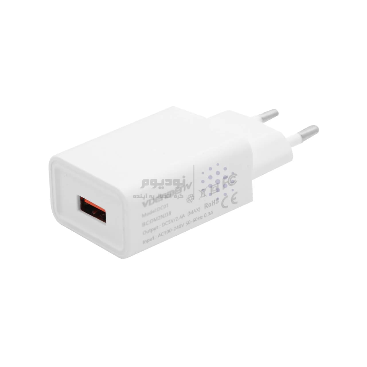 شارژر دیواری فست تک پورت DENMEN مدل DC01 – سفید – MN(بدون پک) — تصویر ۲