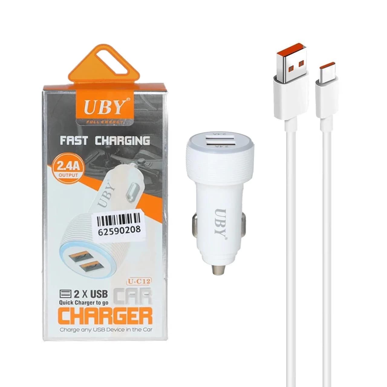 شارژر فندکی فست دو پورت UBY مدل U-C12 – سفید – ASP (گارانتی شش ماهه آروین)