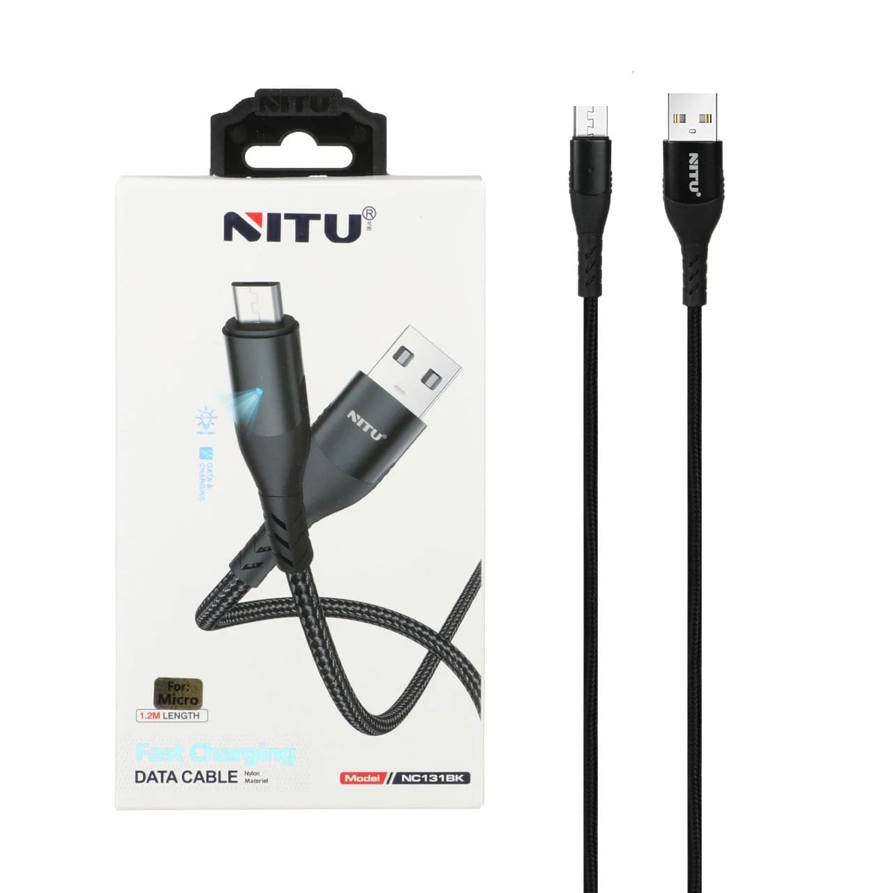کابل شارژ 1.2 متری فست اندروید NITU مدل NC131BK – مشکی (گارانتی 18 ماه تعویض نیکان همراه)