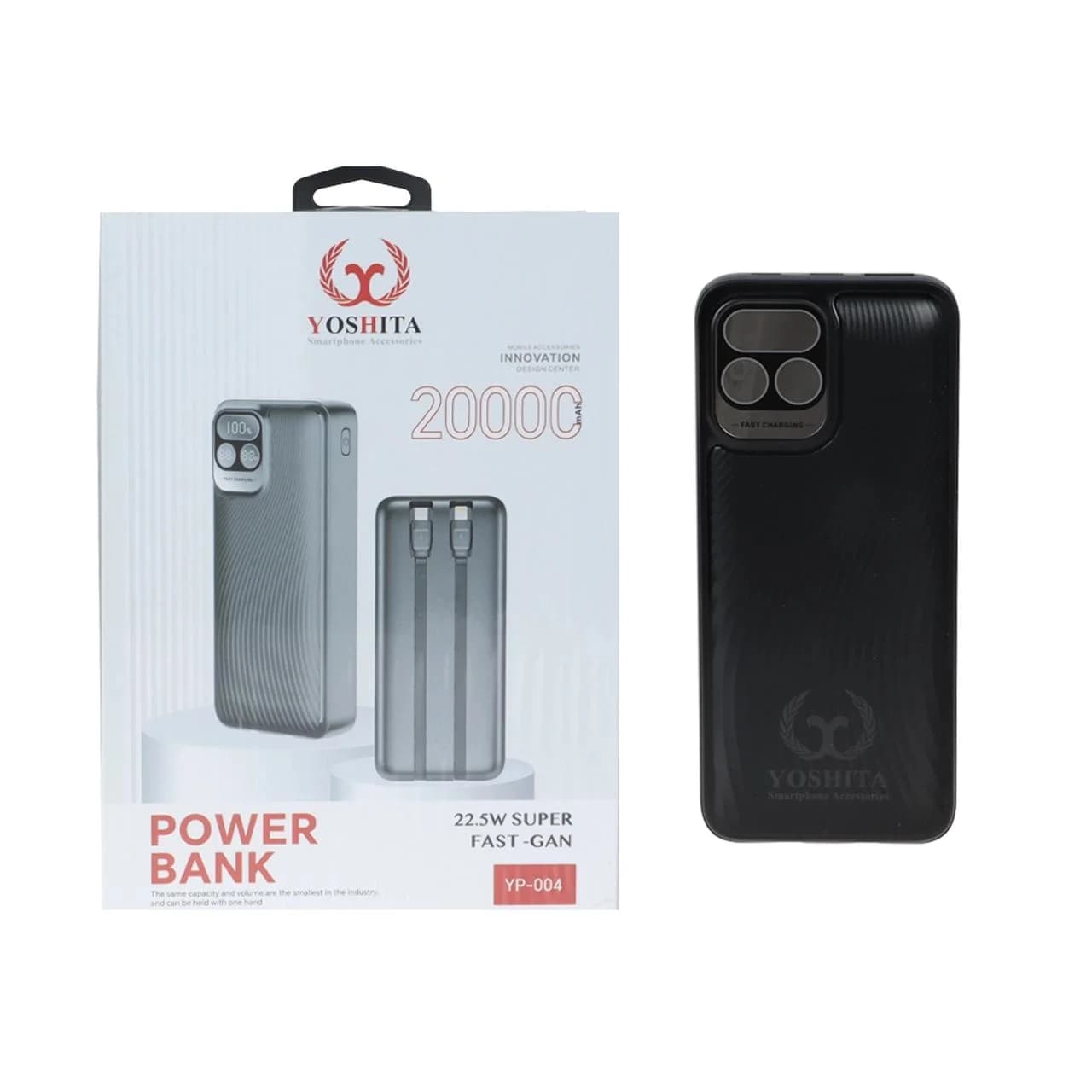 پاوربانک فست شارژ Yoshita 20000mAh مدل YP-004 22.5W – مشکی – MMS (گارانتی شش ماهه YA)