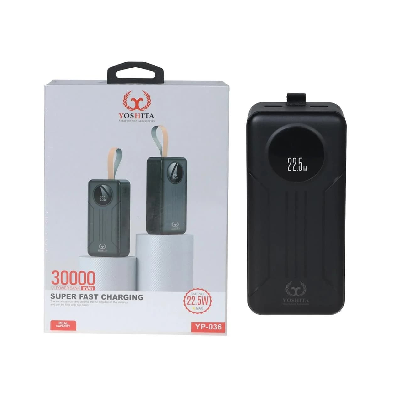 پاوربانک فست شارژ Yoshita 30000mAh مدل YP-036 22.5W – مشکی – MMS (گارانتی شش ماهه YA)