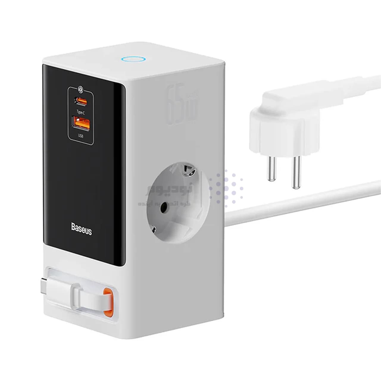شارژر رومیزی فست چندکاره Baseus مدل PowerCombo Digital PowerStrip 65W – سفید (گارانتی آونگ) — تصویر ۳