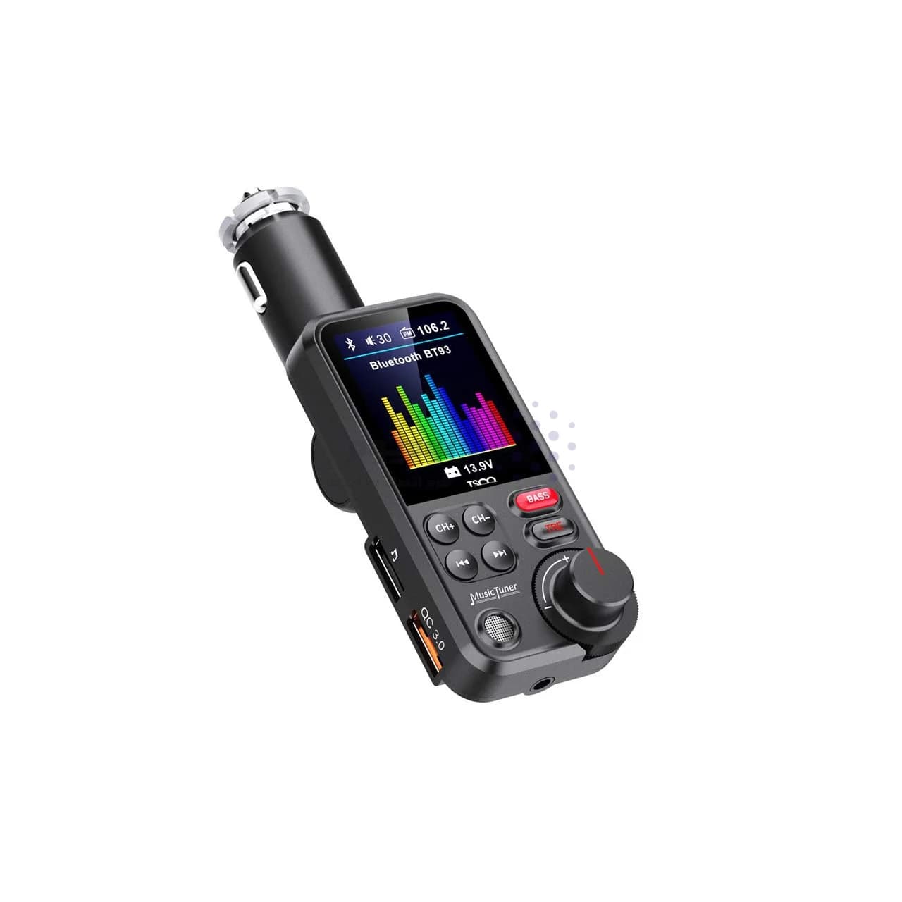 پخش کننده بلوتوث FM و شارژر فندکی خودرو Tsco مدل BFM 2220 – مشکی — تصویر ۲